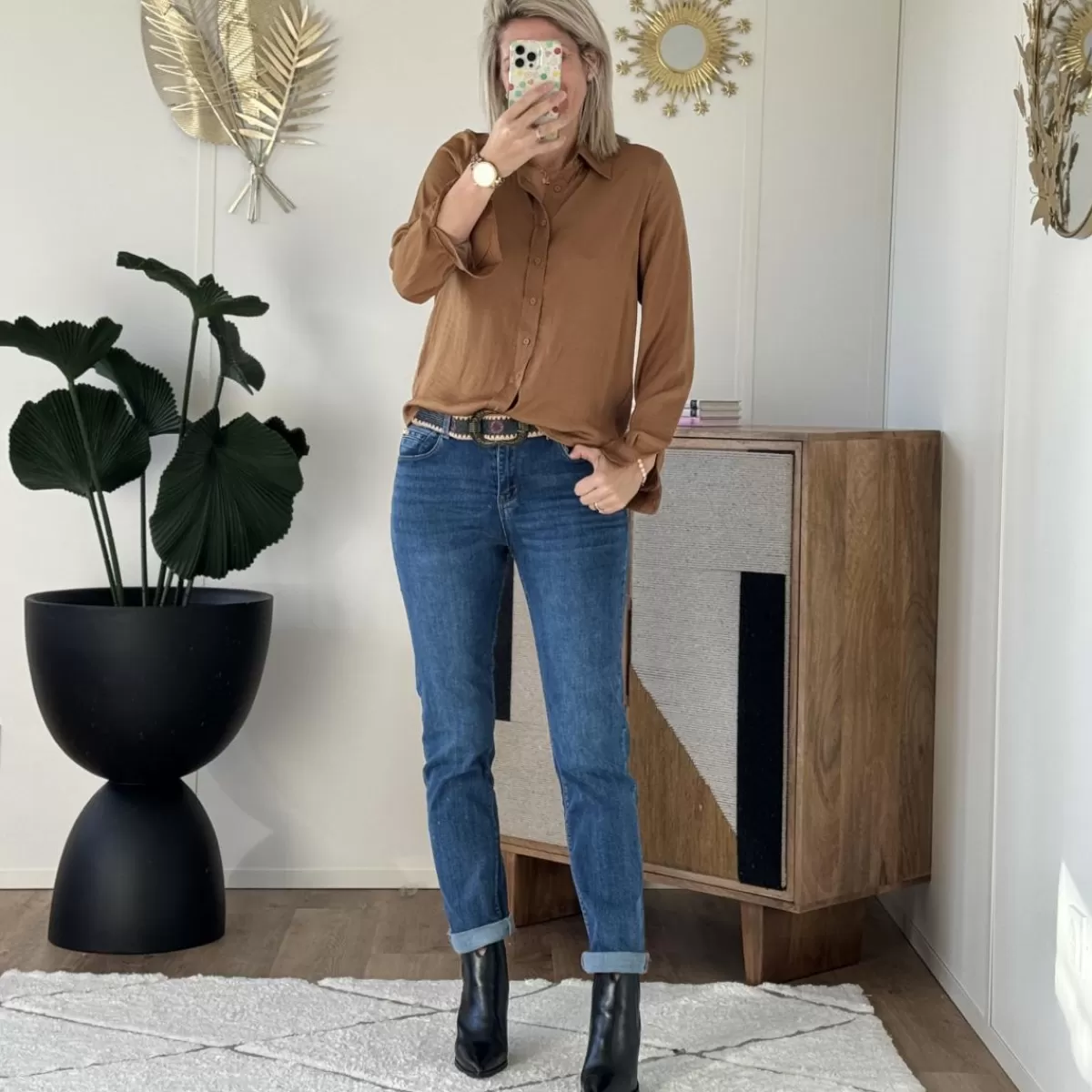 Chemise satinée camel<Le Dressing de Sarah D Cheap