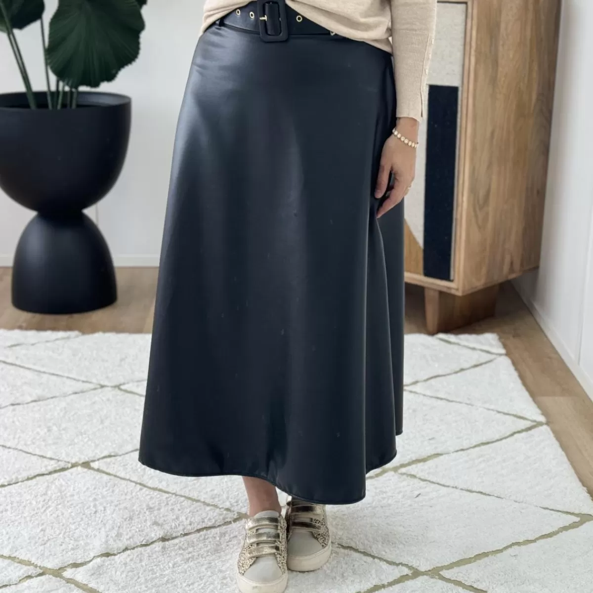 Jupe ceinturée en simili cuir<Le Dressing de Sarah D Store