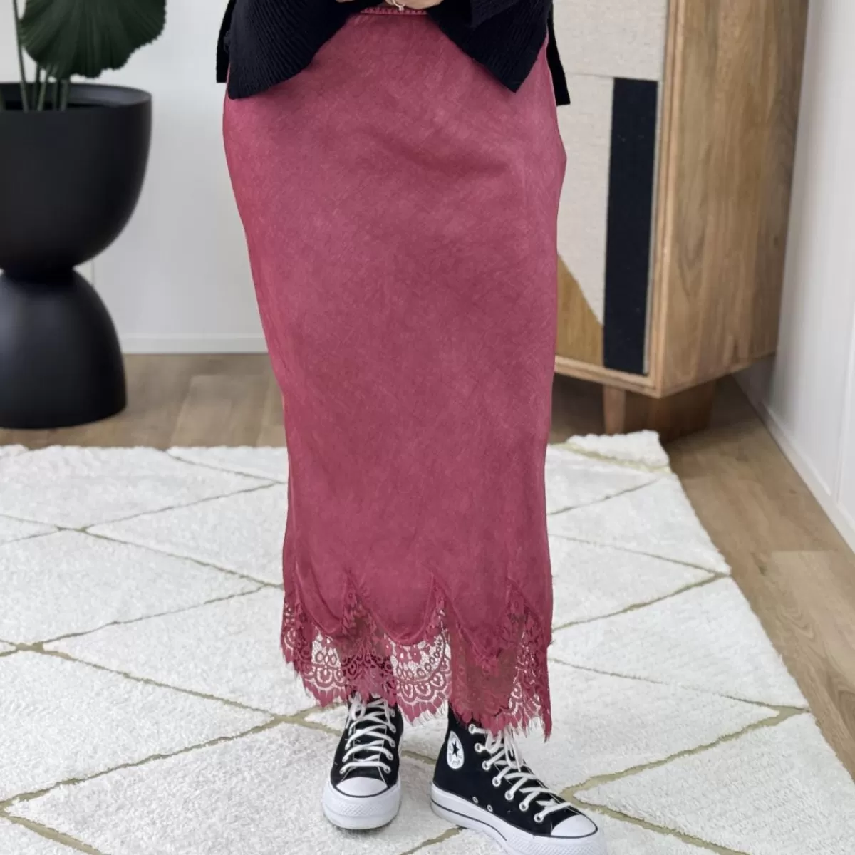 Jupe longue dentelle bordeaux<Le Dressing de Sarah D Store