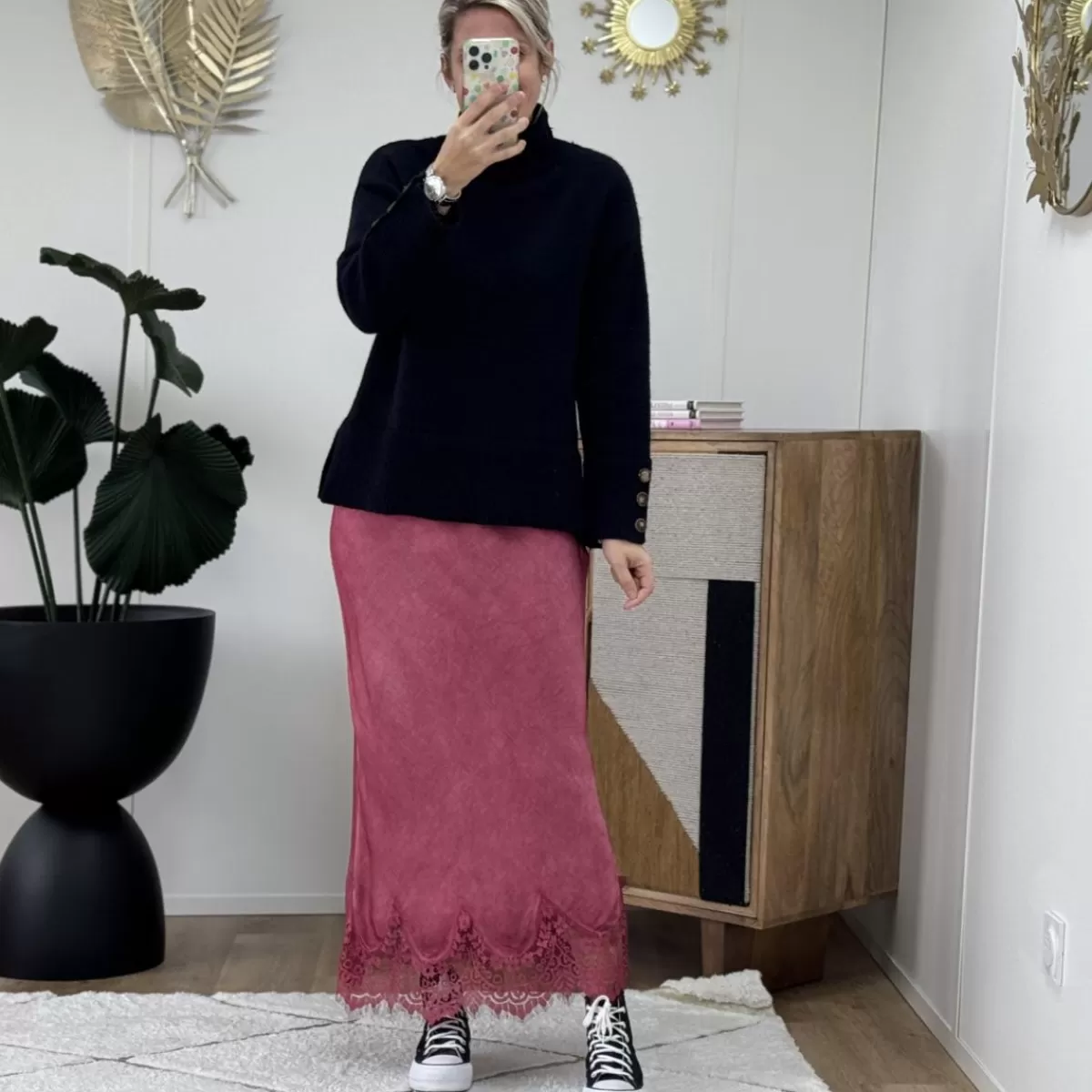 Jupe longue dentelle bordeaux<Le Dressing de Sarah D Store