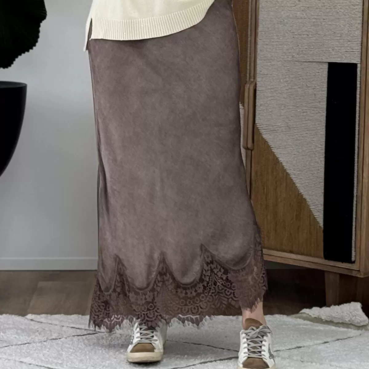 Jupe longue dentelle choco<Le Dressing de Sarah D Sale