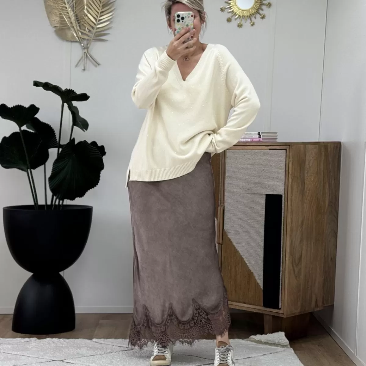 Jupe longue dentelle choco<Le Dressing de Sarah D Sale