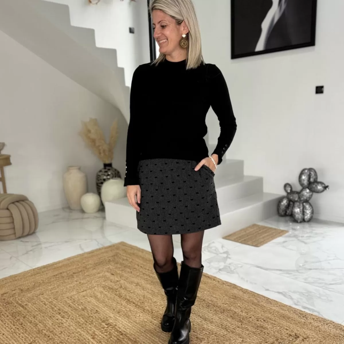 Jupe noeuds gris foncé<Le Dressing de Sarah D Best Sale