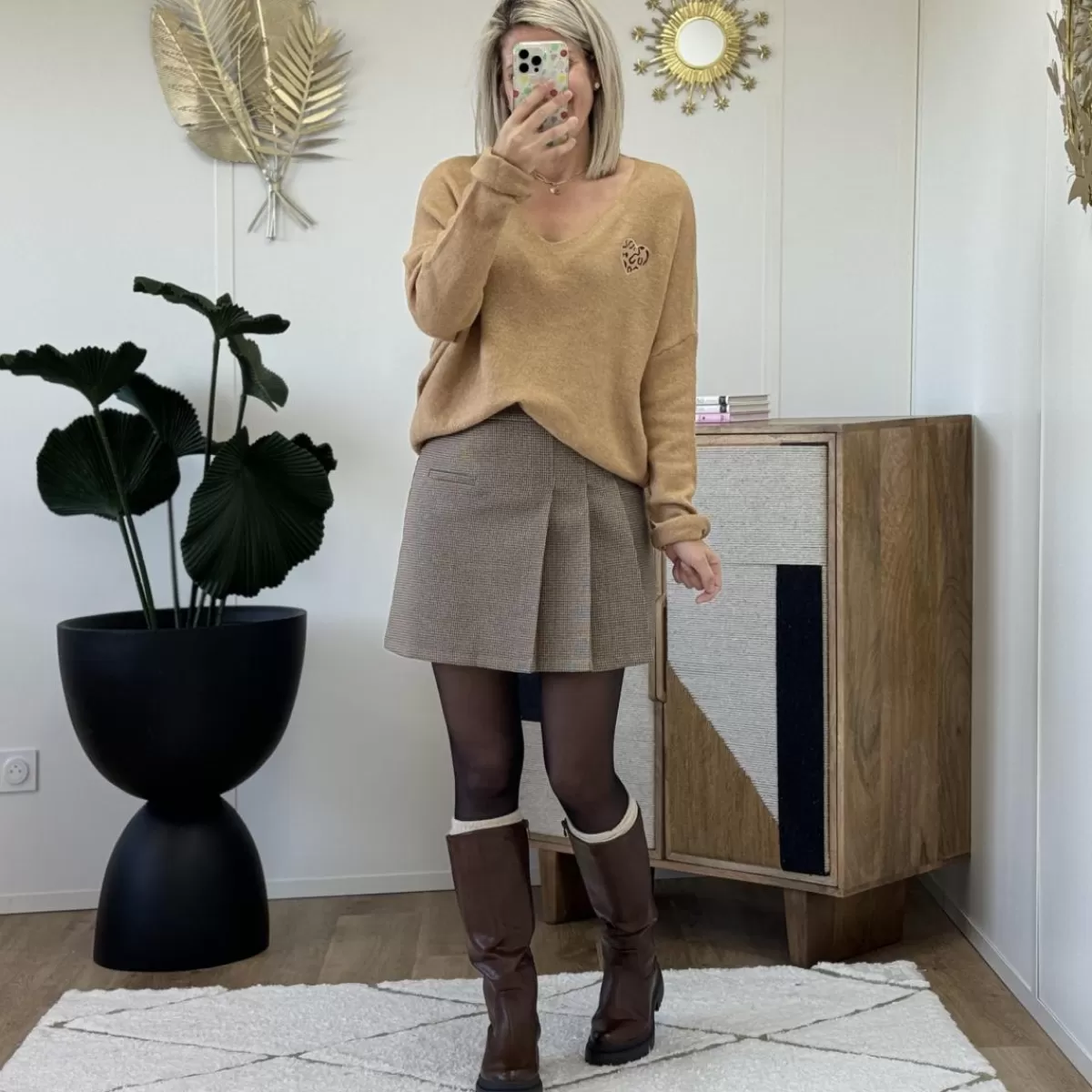 Jupe short Regina camel<Le Dressing de Sarah D Shop