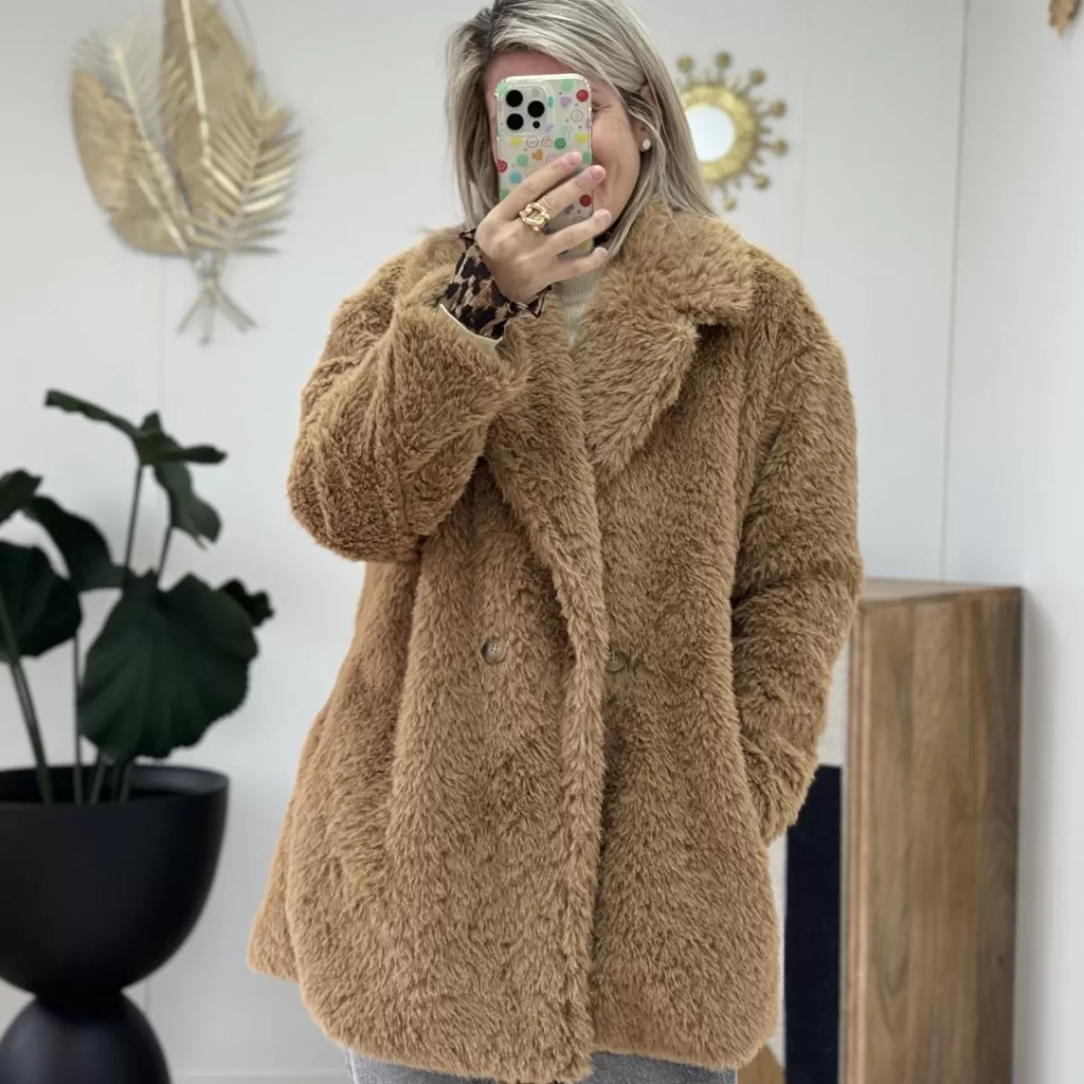 Manteau fausse fourrure camel<Le Dressing de Sarah D Flash Sale