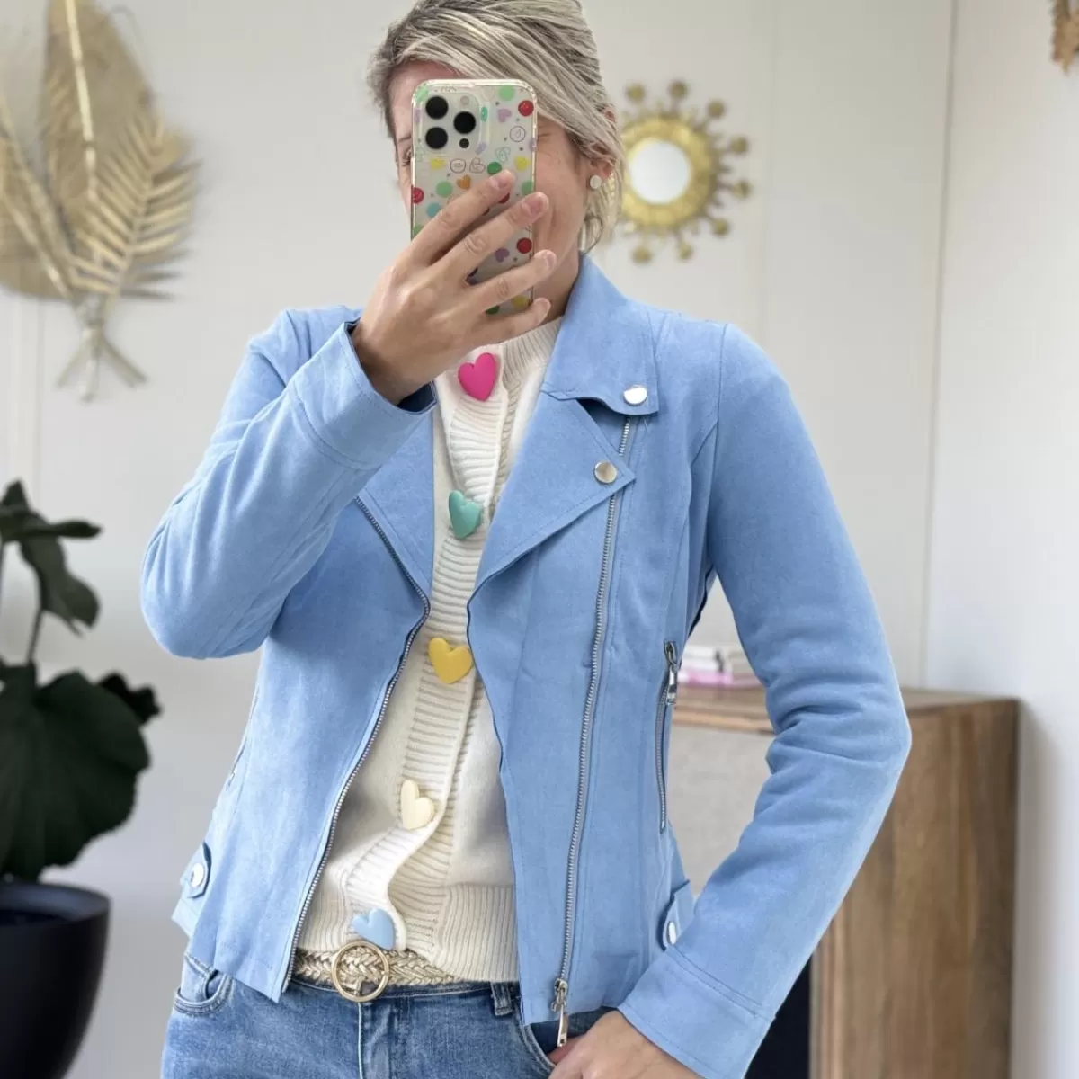 Perfecto suédine ciel<Le Dressing de Sarah D New