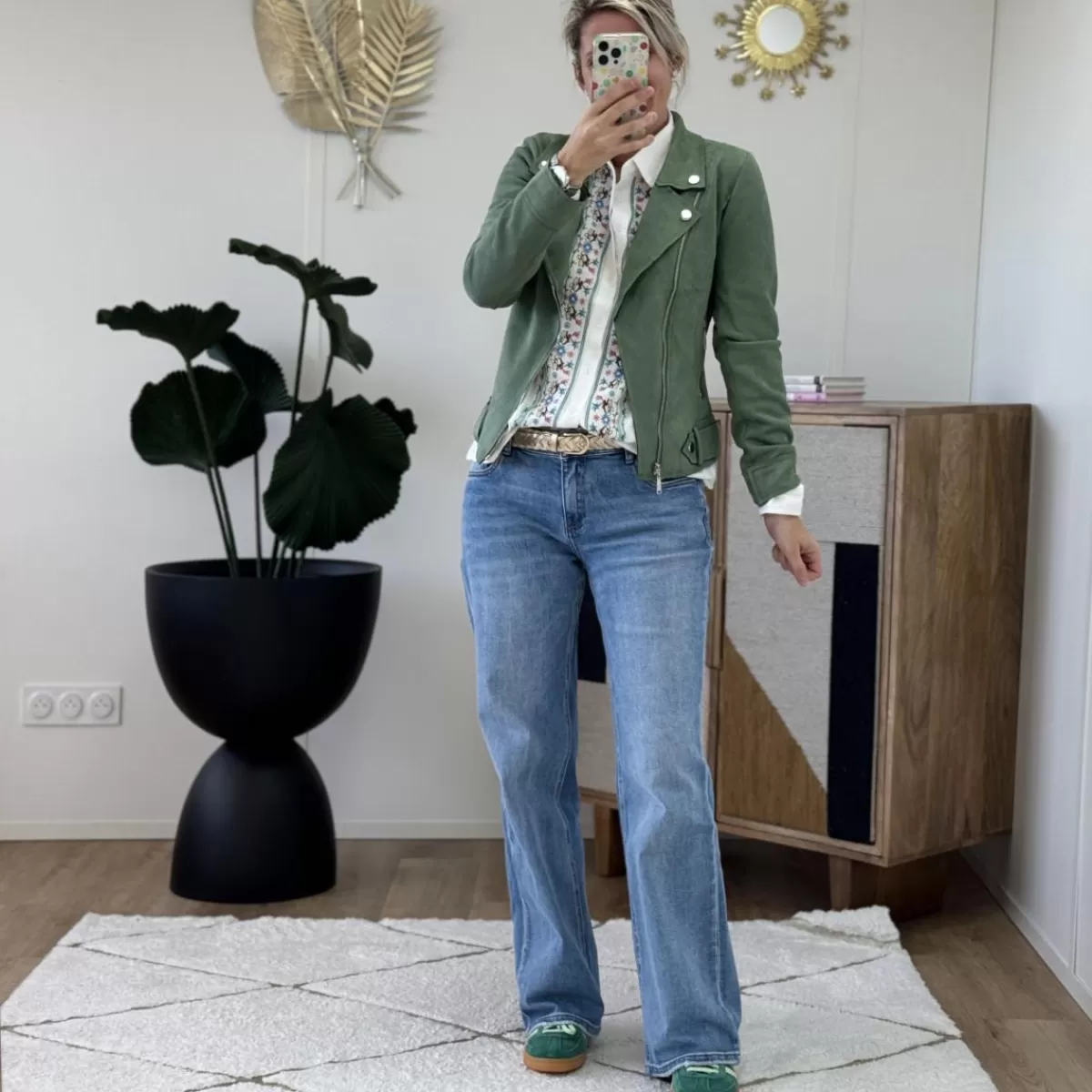 Perfecto suédine vert amande<Le Dressing de Sarah D Store