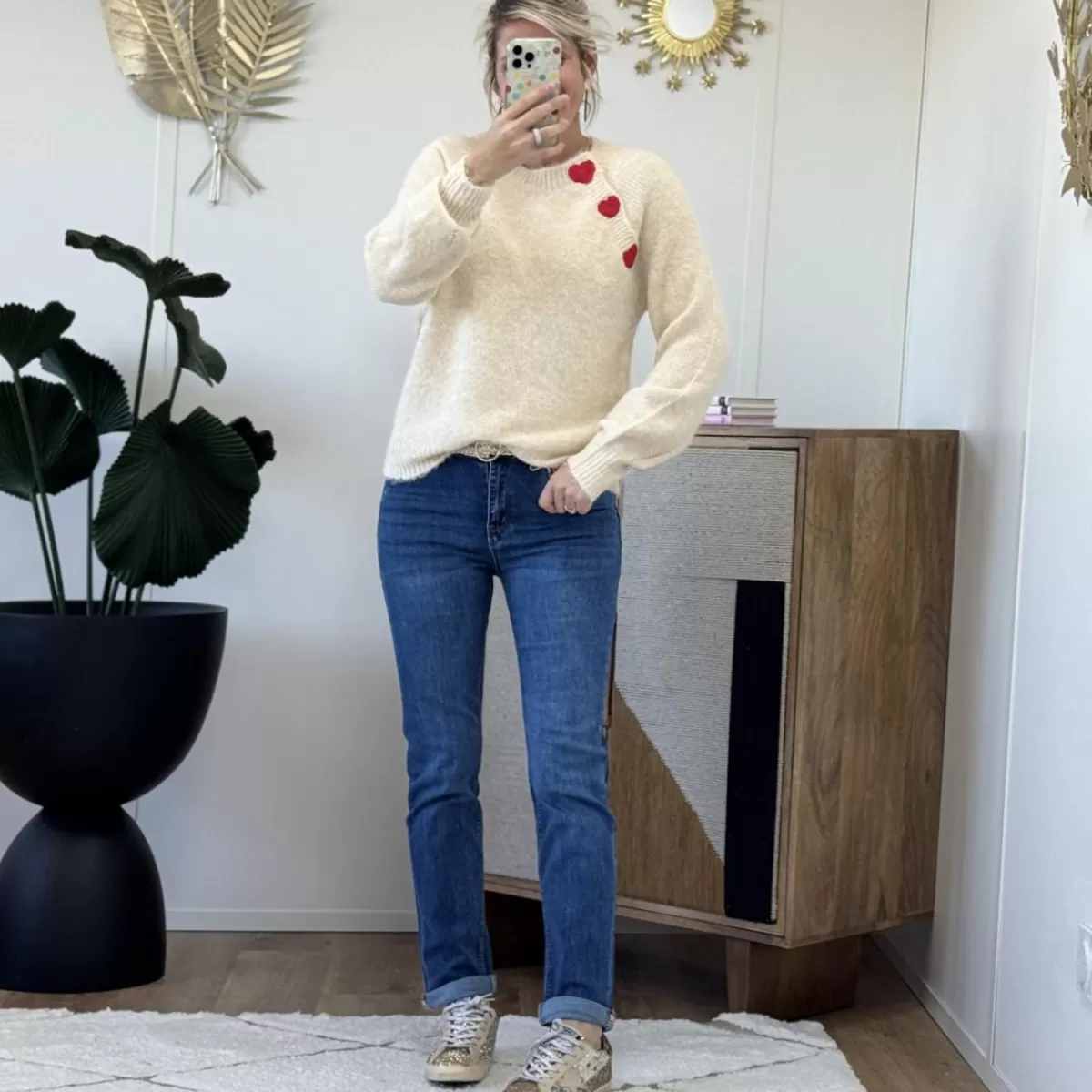 Pull 3 heart ecru<Le Dressing de Sarah D Outlet