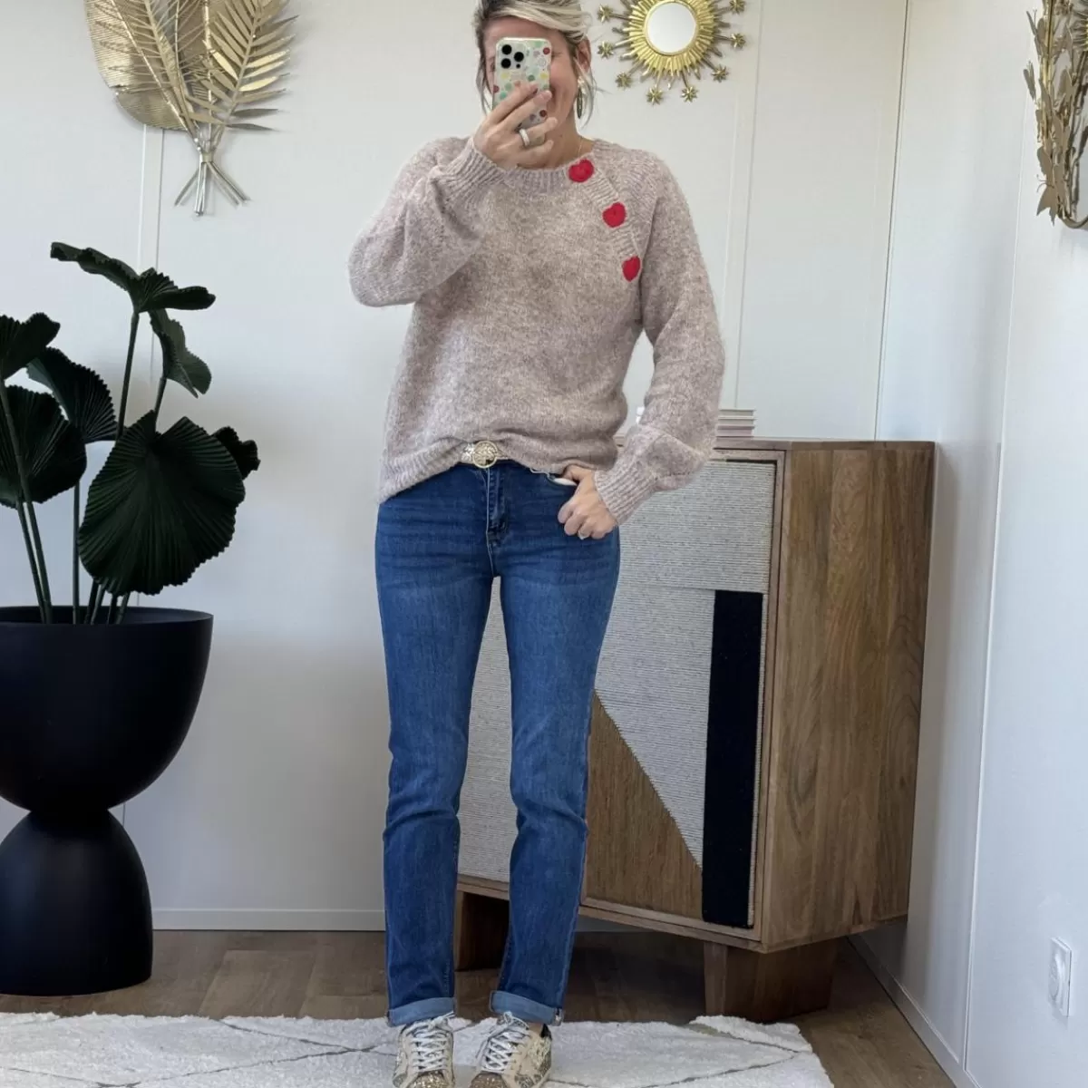 Pull 3 heart taupe<Le Dressing de Sarah D Flash Sale