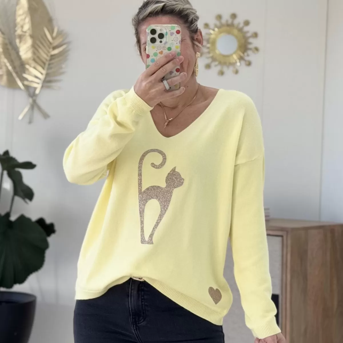 Pull Cat jaune<Le Dressing de Sarah D Clearance