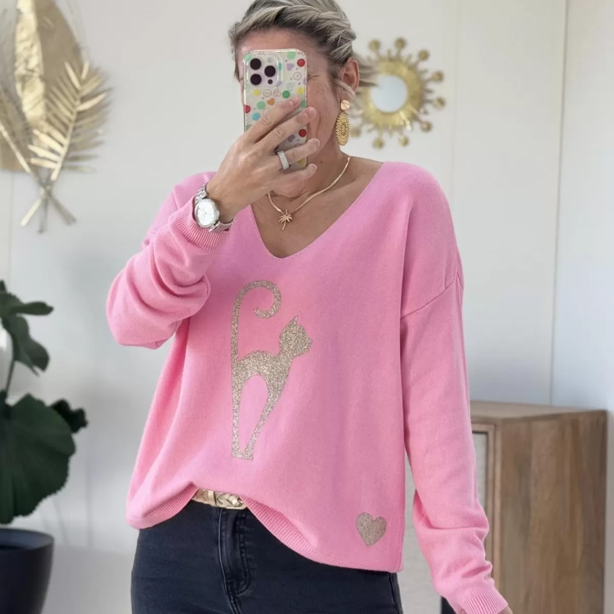 Pull Cat rose<Le Dressing de Sarah D Fashion