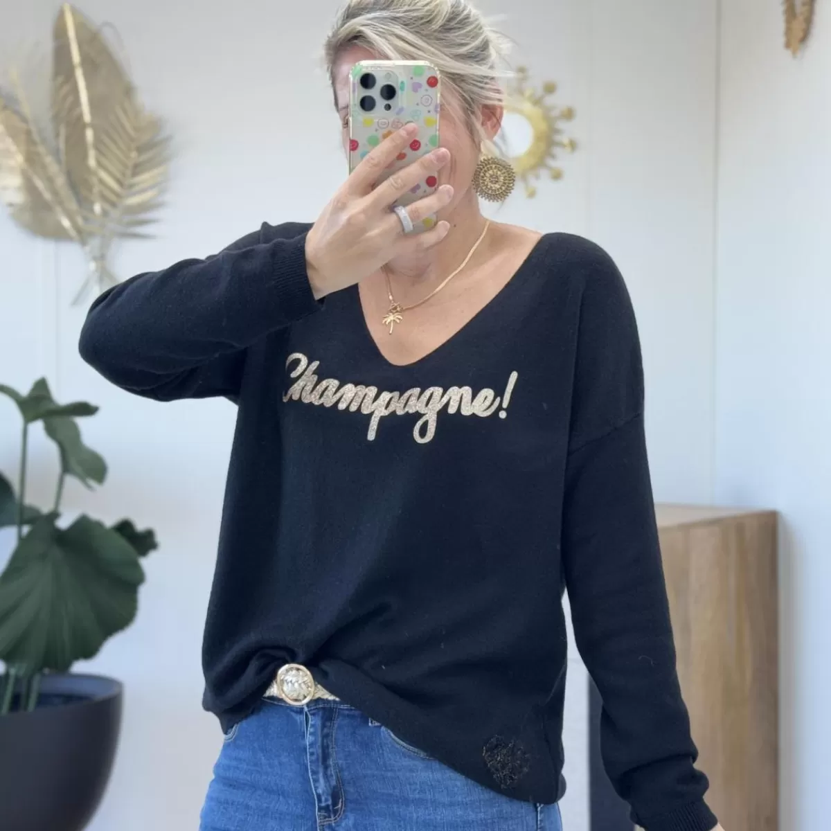 Pull Champagne noir<Le Dressing de Sarah D Best Sale