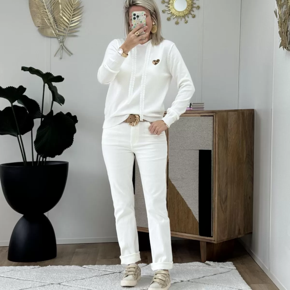 Pull Joy blanc<Le Dressing de Sarah D Best Sale