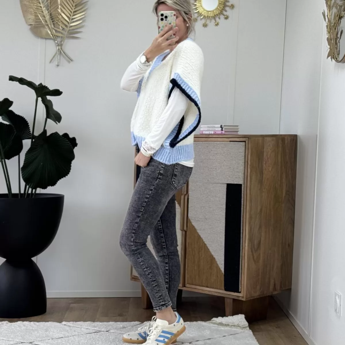 Pull Logan blanc bleu<Le Dressing de Sarah D Fashion