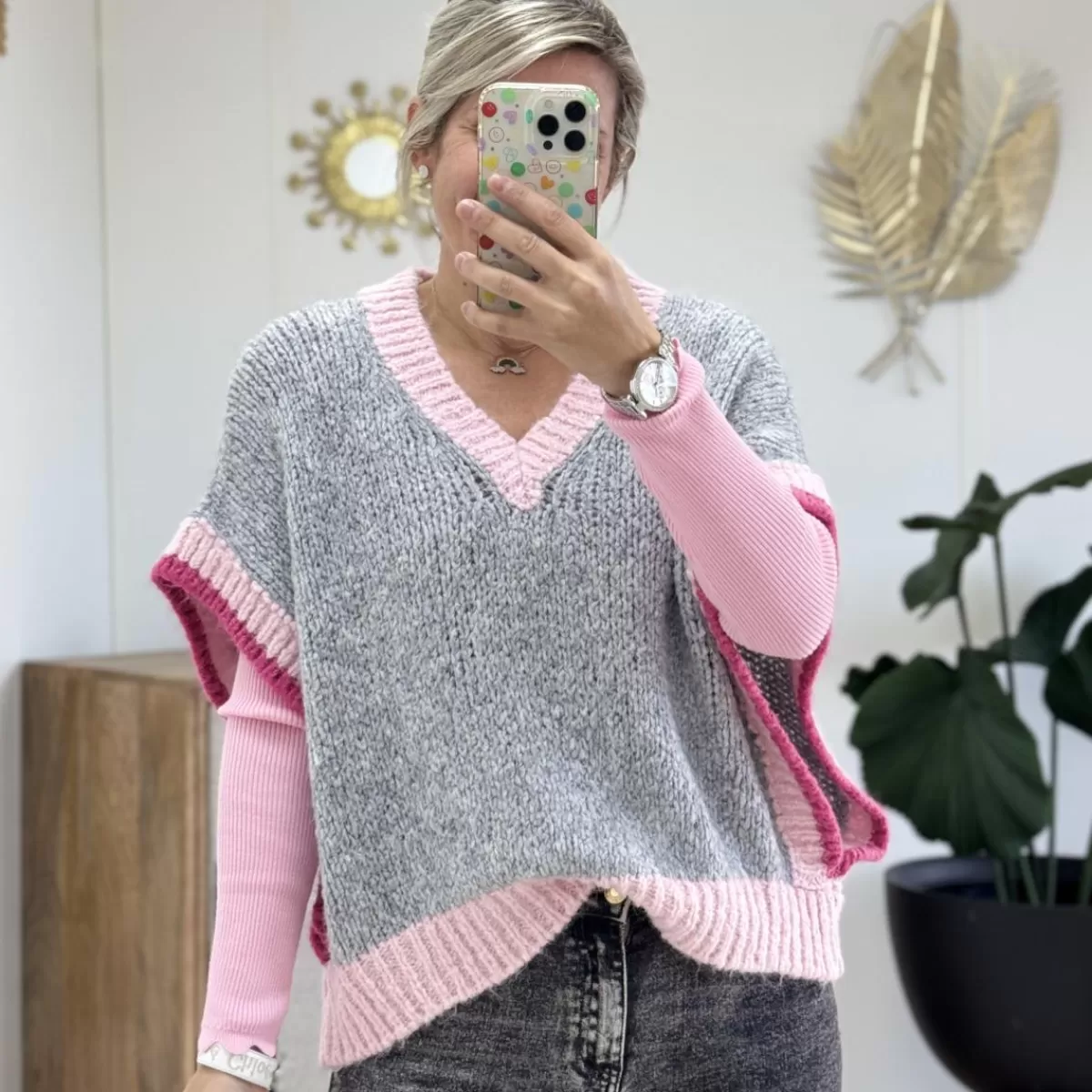 Pull Logan gris rose<Le Dressing de Sarah D Fashion