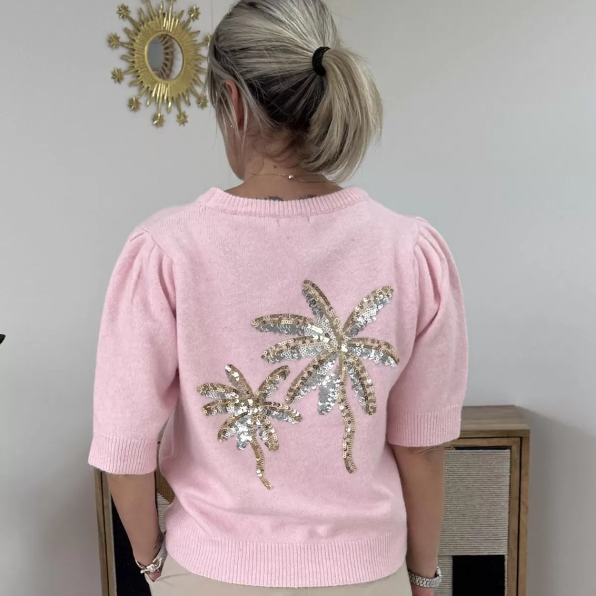 Pull palmiers rose<Le Dressing de Sarah D Outlet