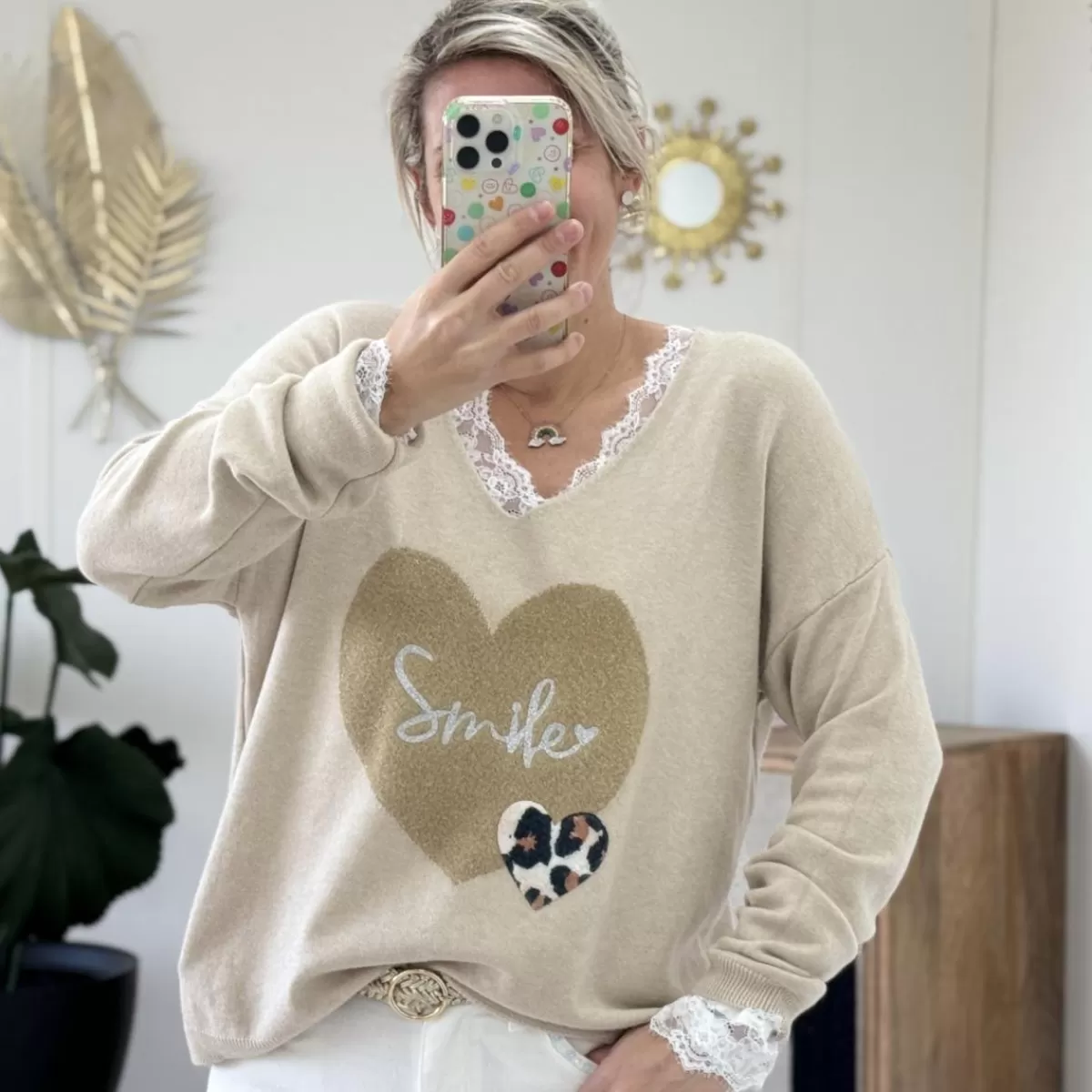 Pull Smile beige<Le Dressing de Sarah D Sale