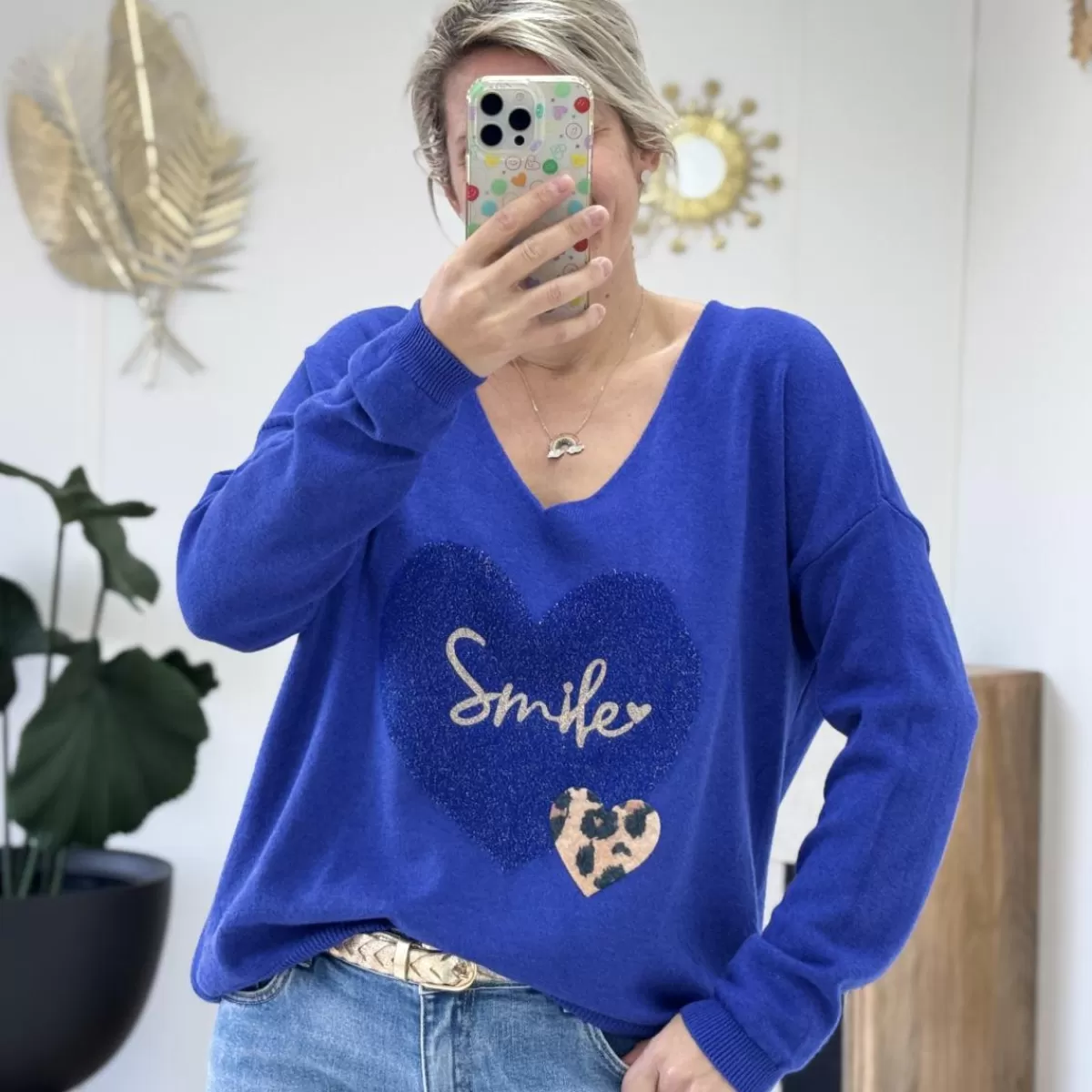 Pull Smile bleu<Le Dressing de Sarah D Cheap
