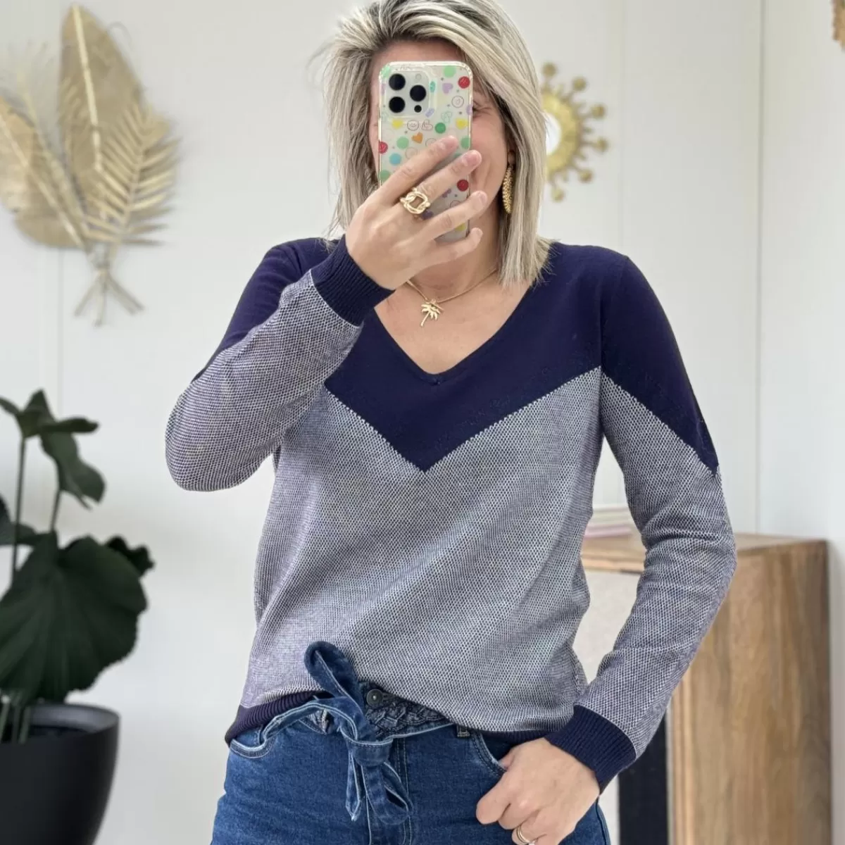 Pull Vanessa marine<Le Dressing de Sarah D Cheap