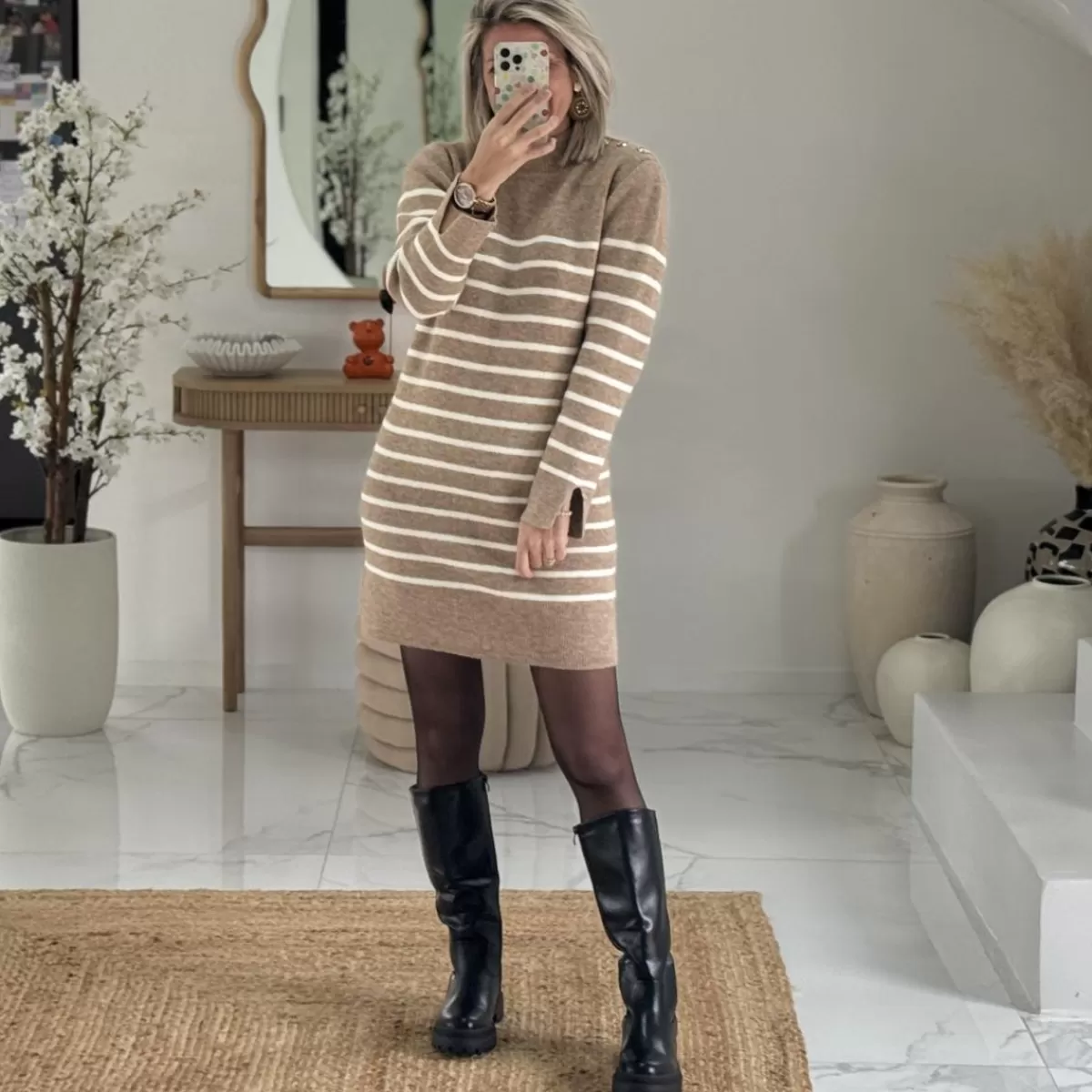 Robe marinière taupe<Le Dressing de Sarah D Outlet