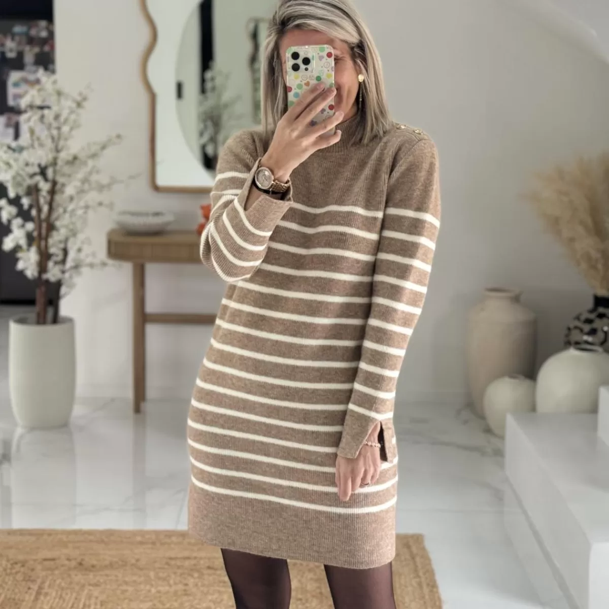 Robe marinière taupe<Le Dressing de Sarah D Outlet