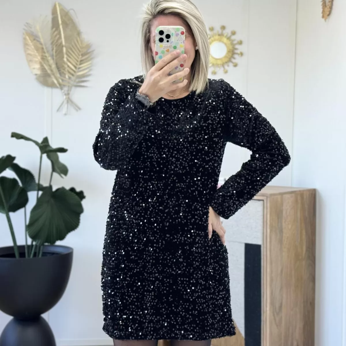 Robe velours à sequins<Le Dressing de Sarah D Online